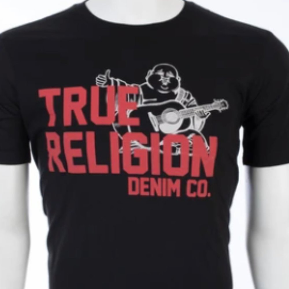 TRUE RELIGION Mens Short Sleeve BUDDHA APPROVED Crewneck T-Shirt (Black)